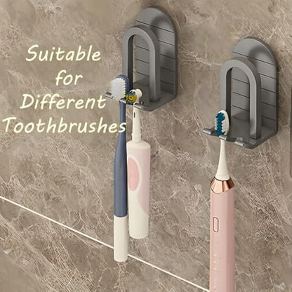 Wall Mounted Toothbrush Holder Set - Self Adhesive Bathroom Toothbrush Holder & Cup Set for Small Bathroom, Apartments or RVs, Includes 2 Cups and 2 Aluminum Toothbrush Holders (Black)