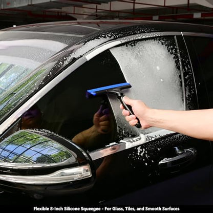 EHDIS 2PCS Flexible 8-Inch Silicone Squeegee Window Tint Tool Auto Water Blade, Shower Squeegee for Car Windshield, Glass, Tiles, and Smooth Surfaces (Blue) - color: Blue