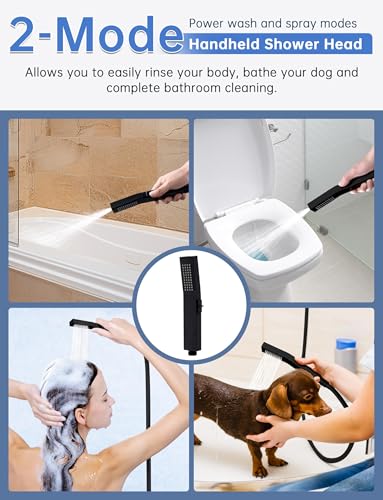 All Metal 12 Inch Rain Head with Body Spray Jets and Handheld (Matte Black) | All Metal Construction, Equipped with Body Spray Jets, 14 Inch Adjustable Extension Arm,Power Wash Function Hand Shower - color: Matte Black