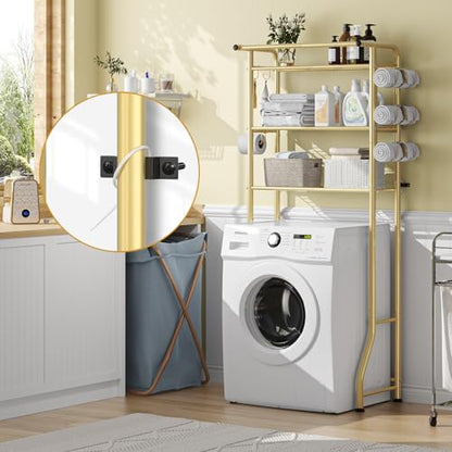Simple Trending 3 Tier Over The Toilet Rack, Shelf Bathroom, Bathroom Stand Organizer Space Saver, Gold - color: Gold With Towel Rack