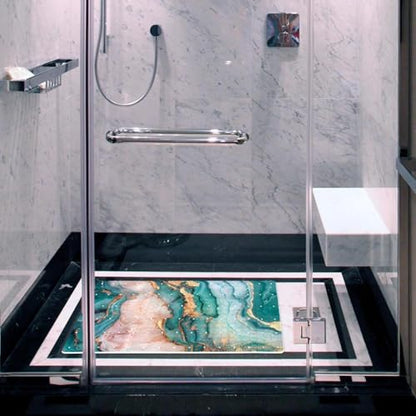 Shower Mat Non Slip 26.8 x 15.1 Inches, Pink Teal Marble Bathtub Mat Shower Stall Mats with Suction Cups and Drain Holes, Non Slip Bath Mat for Tub for Elderly & Kids - color: Multi 12