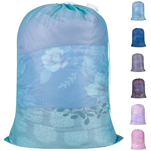 Polecasa Heavy Duty Diamond Mesh Laundry Bag, 24x36", Aqua | Drawstring & ID Tag, Breathable Mesh, Machine Washable, Commercial Grade, , For College Dorms, Travel, Sports Equipment - color: Aqua, size: 24"x36" |1 Pack