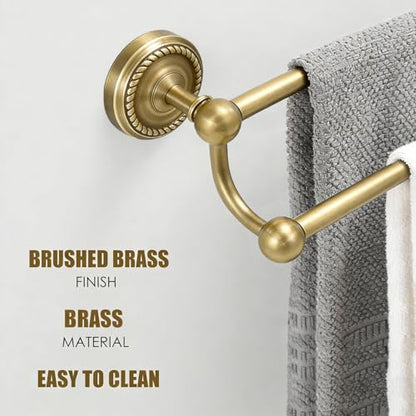 Adjustable Double Towel Bar, Antique Brass Wall Mount Towel Rack | Fits 16.4 to 27.8 Inch Wall Space, Heavy Duty Rustproof Towel Holder for Bathroom & Kitchen - color: Double Towel Bar