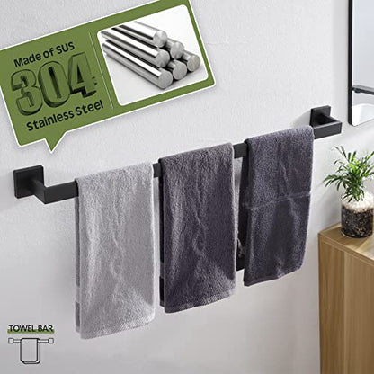 KOKOSIRI 36-Inch Single Towel Bar, Bathroom Kitchen Towel Holder, Wall Mounted SUS304 Stainless Steel Towel Rack, Matte Black, B4003BK-L36 - color: Matte Black, size: 36-Inch