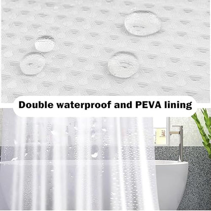 25 PCS White Bathroom Accessories Set丨Shower Curtain Bathroom Accessory | All-in-One Kit with Shower Curtain,rug,Trash Can,Toothbrush Holder,Toilet BrushSoap Dispenser,Toothbrush Cup,etc for Home - color: White