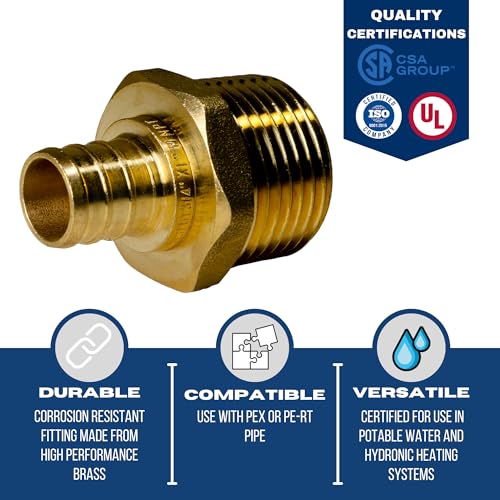 XFITTING 3/4 inch Pex x 1 inch Male NPT Adapter, 24-4-7=2X, 2 Pieces - size: 3/4" Pex x 1" Male