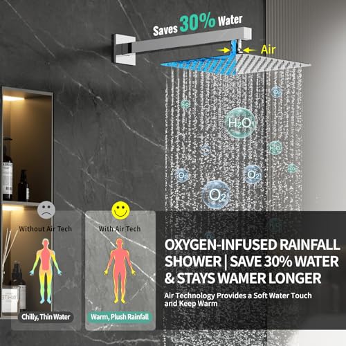 SR SUN RISE 10 Inch All Metal Square Shower System with Tub Spout, Tub Shower Faucet Set, High Pressure Rain Shower Head and Handheld Sprayer Shower Fixtues, Valve Included, Polished Chrome - color: Polished Chrome, size: 10 Inch