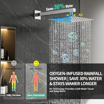 SR SUN RISE 10 Inch All Metal Square Shower System with Tub Spout, Tub Shower Faucet Set, High Pressure Rain Shower Head and Handheld Sprayer Shower Fixtues, Valve Included, Polished Chrome - color: Polished Chrome, size: 10 Inch