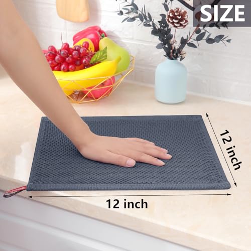 Homaxy 100% Cotton Waffle Weave Kitchen Dish Cloths, 9-Pack, Dark Grey | Ultra Soft Absorbent Dish Towels, Quick Drying Dish Rags with Hanging Loop, 12 x 12 Inches - color: Dark Grey, size: 12 x 12 - 9 Pack