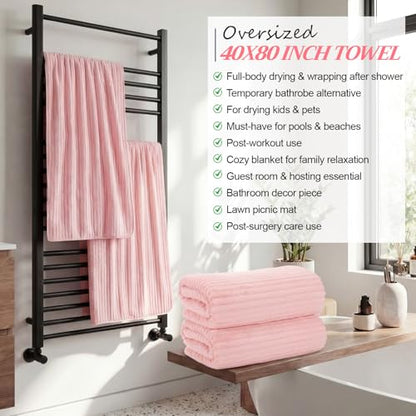 4 Pcs Extra Large Bath Towel 40x80'',Pink - color: Pink