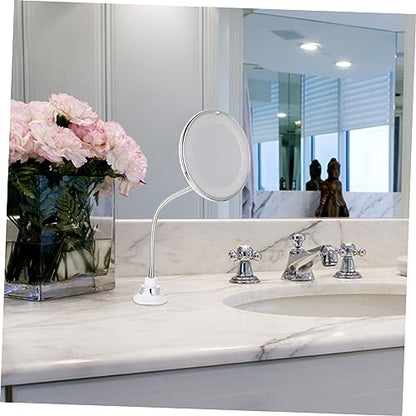 Led Lighted Makeup Mirror Magnify Suction Cup Tabletop for Bathroom Magnifying Cosmetics Mirror - color: White