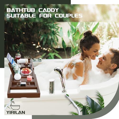 Bathtub Trays for Tub,Bath Tray,Foldable Bathtub Caddy | Unique House Warming Gifts, New Home, Anniversary and Wedding Gifts for Couple,Brown - color: Brown