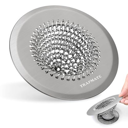TRAPMATE Hair Catcher Shower Drain, Prevent Clogging Bathtub Drain Hair Catcher, Easy Clean 304 Stainless Steel Shower Drain Cover Protector for Bathroom Regular & Pop-up Drain (Light Gray) - color: Light Gray