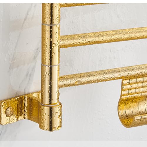 ZHOUXIAO Swing Out Towel Bar Holder Gold Finish/Golden Swivel Towel Rack for Bathroom or Kitchen, Metal Towel Bar Folding Arm Swivel Hanger Bathroom Storage Wall Mounted A-4Bars