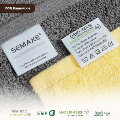 12-Pack Cotton Washcloths for Bathroom with Hanging Loops, Yellow&Gray | Soft washcloths for face cleansing, shower use, guest bathrooms, and daily wash-day rotation, OEKO-TEX certified, easy care - color: B01: Yellow & Gray