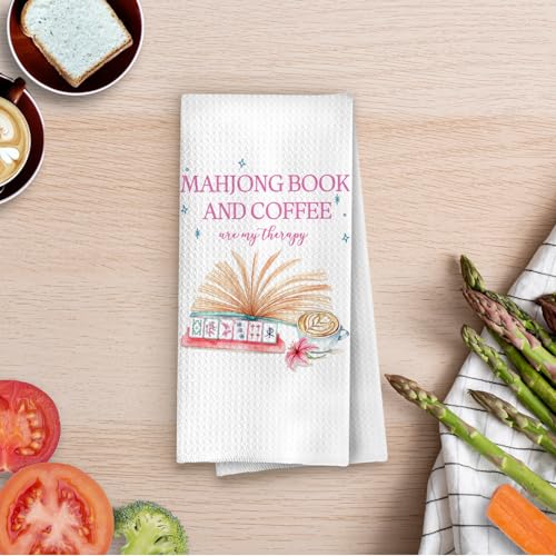 Bookish Mahjong Kitchen Towels - Mahjong Coffee Gifts Waffle Decorative Dish Towels, Book Coffee Lover Gifts Hand Towel, Tea Towel, 16x24 Inches - color: Mahjong- 29