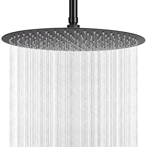 NearMoon Rain Shower Head, Ultra-Thin Design-Pressure Boosting, Awesome Some Experience, High Flow Stainless Steel Rainfall Head (16 Inch, Matte Black) - color: Matte Black, size: 16 Inch