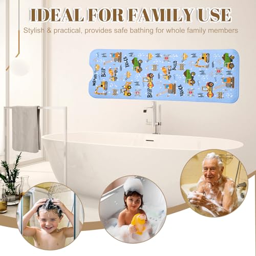Truck Bathtub Mat Non Slip with Drain Holes and Suction Cups Bath Mat 40x16 Inch Tub Mats Shower Mats for Kids - color: Truck