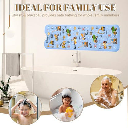 Truck Bathtub Mat Non Slip with Drain Holes and Suction Cups Bath Mat 40x16 Inch Tub Mats Shower Mats for Kids - color: Truck