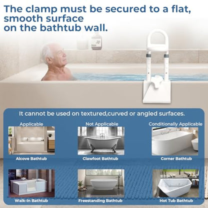 Bathtub Handles for Seniors: Triple Grip Adjustable Bathroom Grab Bars,Supports 350 LBS Safety Rail for Elderly,Disabled,Tub Grab Bars for Side of Tub