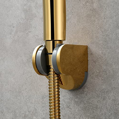 ABS Shower Head Holder Adjustable Wall Mount Bracket for Hand Shower Titanium Gold, ST01J - style: Titanium Gold