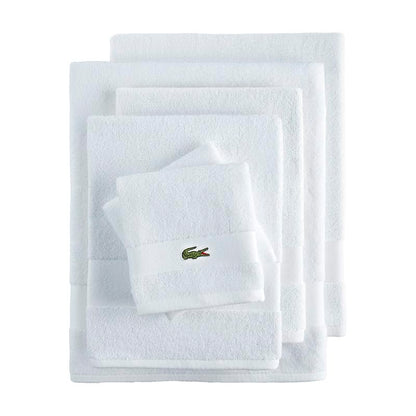 Lacoste Sport Stripe 6-Piece Luxury Cotton Towel Set – Made with 100% Soft Supima Cotton, Absorbent & Quick-Drying, Includes 2 Bath Towels, 2 Hand Towels, 2 Washcloths, White - color: White