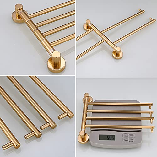 ZHOUXIAO Modern Swing Out Towel Bar Holder Wall-Mounted/Gold Swivel Towel Rack Hanger Organizer for Bathroom or Kitchen, Towel Bar Folding Arm Swivel Hanger Bathroom Storage 4bars