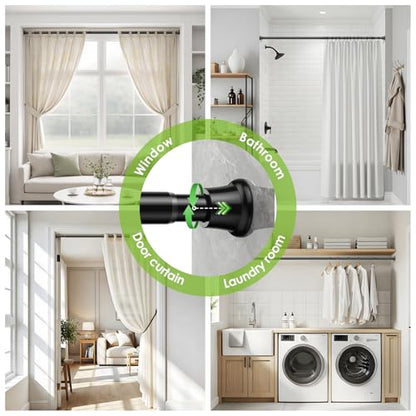 1 Pack Shower Curtain Rod 31-62 Inches Black Adjustable Tension Curtain Rod No Drilling Spring Loaded Curtain Rods Shower Rods For Bathroom,Window,Closet,Room Divider,7/8 Inch Diameter - color: Black, size: 31" to 62"-1Pcs