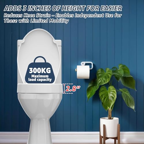 Huttdmel Raised Bidet Toilet Seat Elongated 18.5" – Soft Close, Dual Self-Cleaning Nozzles, Quick Release & Connect, Sturdy PP, Won't Loosen, Ideal for Seniors, Elderly & Limited Mobility, White - size: Raised Seat with Bidet & Premium