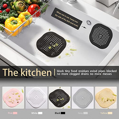 2 Pack Drain Hair Catcher Silicone Bathroom Accessories Shower Drain Protector Sink Drain Strainer Hair Stopper for Shower Kitchen Bathroom Tub Grey - color: Gray