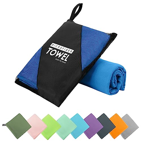 Microfiber Travel Towel, Quick Dry Camping & Gym Towel. Compact | Super Absorbent,Fast Drying,Lightweight,Soft,Suitable for Camping,Backpack,Gym,Swim, Yoga,Hiking - color: Blue, size: S:16"×32"
