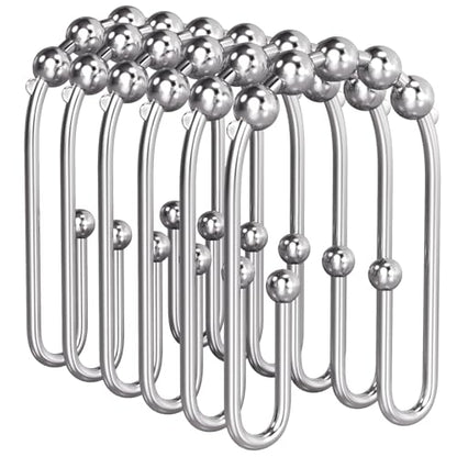 AmazerBath Shower Curtain Hooks Chrome Metal Shower Curtain Rings Rust Proof, Double Sided Shower Curtain Hooks for Shower Curtain Liner Smooth Shower Hooks Rings for Bathroom, Shower Rod Hook 12Pcs - color: Chrome, style: Modern