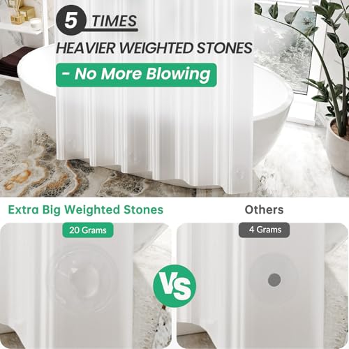 AmazerBath Frosted Shower Curtain Plastic 72x72 Inches, Heavy Duty Shower Curtain Waterproof, Thick PEVA Shower Curtains for Bathroom with 3 Big Clear Weighted Stones and 12 Rustproof Grommets - color: Frosted, size: 72"W x 72"L (Pack of 1)