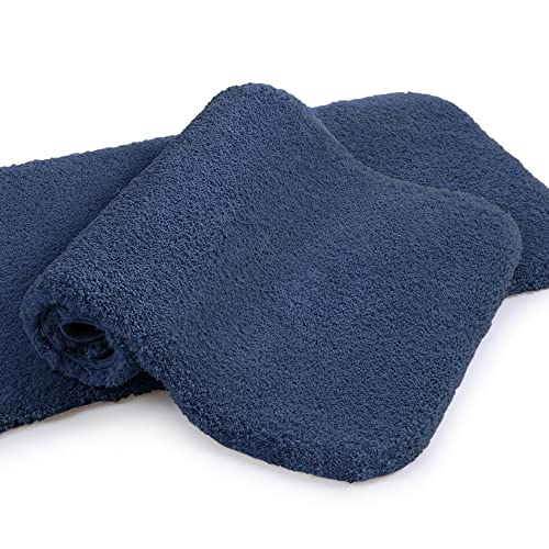 VANZAVANZU Bathroom Rug Set - 2 Piece Non Slip Extra Soft Absorbent Bath Mats, Microfiber Shaggy Thick, Machine Washable (16"x24", Navy Blue) - color: Navy Blue, size: 16"x24" Plus 16"x24"