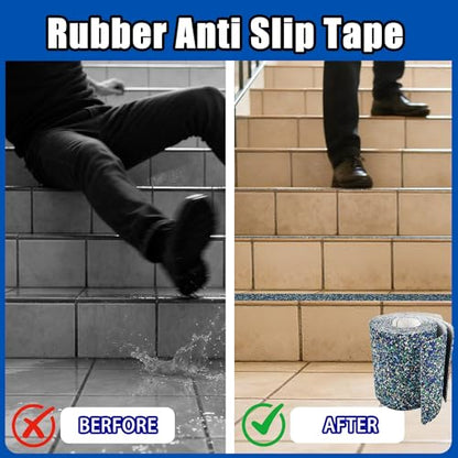 COSIMIXO Rubber Anti Slip Tape 6" x 30" -5 Packs-Blue Pool Rubber Grip Tape,Pool, Bathroom & Stair Outdoor/Indoor Safety - Waterproof Non-Slip for Wet Surfaces, Ship Deck, Showers - size: 6'' x 30''