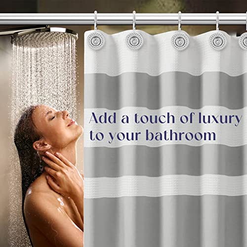 Silver Shower Curtain Hooks, Rust Proof Shower Curtain Rings for Bathroom, Metal Decorative Shower Curtain Hooks Hangers for Shower Curtain Rod, Shower Hooks for Shower Curtain Set of 12 Chrome | Zinc alloy & acrylic rhinestone design; 4mm thick wire hold