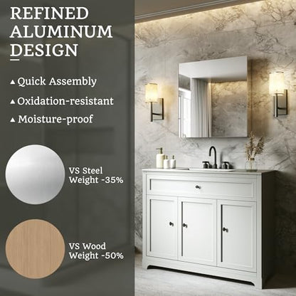 24 x 26 in Medicine Cabinet with Mirror and Side Panels, Silver | Surface or Recessed Medicine Cabinet Mirror with Storage, Adjustable Shelves, Aluminum Alloy Frame, Assembly Required - size: 24''x26"