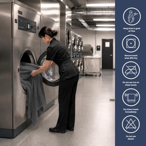 Bulk 18-Pack Bath Towels, 24x48, Commercial-Grade Spa Towel, Grey | Medium-Weight 100% Ring-Spun Cotton Bath Towels, Soft, Absorbent & Quick-Drying - color: Grey, size: 24" x 48" - 18 Pack