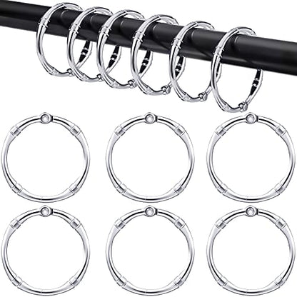 Karenhi 12 Pieces Round Shower Curtain Hooks Rings, Rust Proof Metal Shower Hooks Rings for Home Bathroom Bedroom Kitchen Glide Rods Application, Snap Joint Design(Silver, Rustic Style)