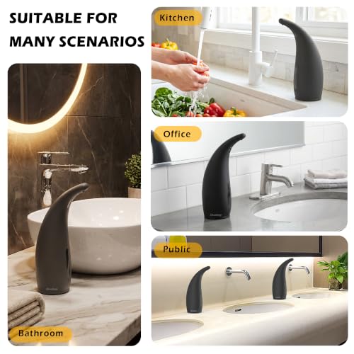 Automatic Soap Dispenser Touchless Rechargeable 10 oz | Magnetic USB Charging, IPX7 Waterproof Sensor Pump with 4 Adjustable Levels for Kitchen Sink & Bathroom Hand Soap - color: Carbon Black