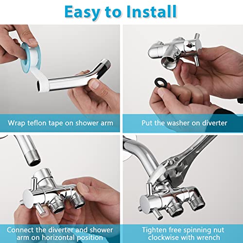 PDPBath Brass 3 Way Shower Arm Diverter Valve for Handheld Shower Head and Fixed Shower Head, G1/2 Universal Connection - Chrome - color: Chrome