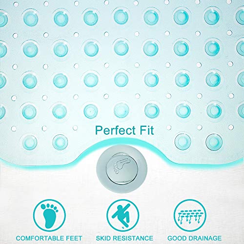 Tree Bud Bathtub Mats for Shower Tub Non-Slip Bath Mat 39 x 16 Inch Extra Long Shower Mat, Bath Tub Mat for Bathroom with Machine Washable, BPA Free for Kids (Clear Aqua) - color: Clear Aqua