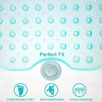 Tree Bud Bathtub Mats for Shower Tub Non-Slip Bath Mat 39 x 16 Inch Extra Long Shower Mat, Bath Tub Mat for Bathroom with Machine Washable, BPA Free for Kids (Clear Aqua) - color: Clear Aqua