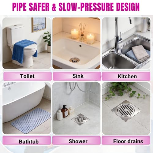 Manual Drain Unclogger, High Pressure Toilet Plunger: No-Splash, No Electricity, No Accessories, Pipe-Safe, Easy to Use, Reusable & Easy to Clean for Toilet, Sink, Bathtub, All Household Pipes - color: Purple