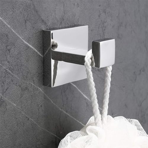 Nolimas Towel Hook Stainless Steel Bathroom Rustproof Clothes Towel Coat Hook Wall Mounted Square Toilet Kitchen, Heavy Duty Door Hanger, 4 Pack, Chrome Polished - color: Chrome Polished, size: 4 Pack