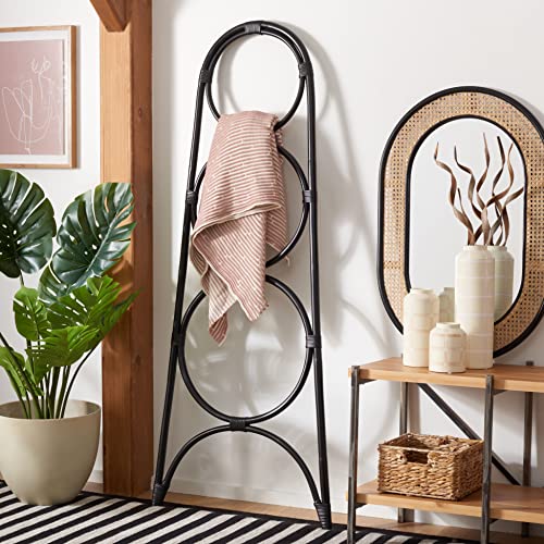 SAFAVIEH Home Collection Kino Black Solid Wood 3-Tier Leaning Towel Hanger (Fully Assembled) - color: Black