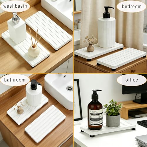 2PCS Stone Drying Tray, Water Absorbing Stone Tray for Sinks, Neat Diatomite Sink Trays, Fast Drying Kitchen Sponge Hand Soap Holder, Instant Dry Sink Coasters Used for Bathroom Counter -White - color: 2pcs White 5stripes