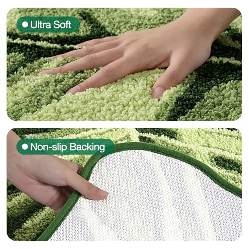 LUMI Cute Bathroom Rugs with Green Leaf Plant, Soft, Fluffy, Plush, Absorbent, Quick Dry, Non Slip, Machine Washable for Shower Floor, Bathroom, Bedroom,Kids Room, 23.5"x31.5", Monstera | Monstera Plant, Soft Plush Microfiber, Quick Dry, Washable for Show