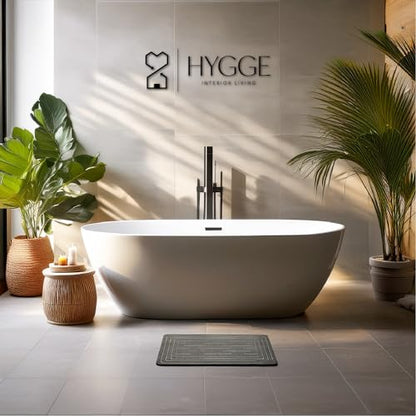 Diatomaceous Earth Stone Bath Mat - Ash Tile | Modern Fast Dry Bathroom Floor Shower Mat, Quick Drying Premium Diatomite Spa Stone Gift, Non-Slip Base, 23.6" x 15.4" - color: Ash Tile