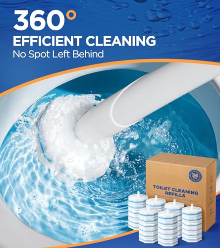 36 Count Refills For Clorox Toilet Wand, 5X Cleaning Power Toilets Bowl Cleaners With Exclusive Formula, High-Density Disposable Toilets Brush Scrubber - No Falling Apart, Fresh Fragrance